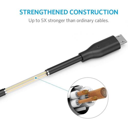 앤커 Anker [5-Pack] Powerline Micro USB - Charging Cable [Assorted Lengths] for Samsung, Nexus, LG, Android Smartphones and More (Black)