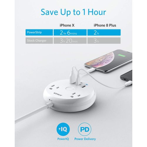 앤커 USB C Power Strip with Power Delivery, Anker PowerStrip Pad, 2 Outlets and 42W 3 USB (2 USB-A, 1 USB-C) with 5-Foot Extension Cord, Compact Travel Size, for MacBook Pro, iPad Pro,