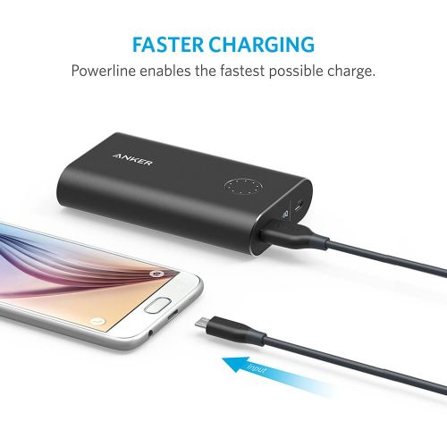 앤커 Anker Powerline Micro USB - Charging Cable, with Aramid Fiber and 5000+ Bend Lifespan for Samsung, Nexus, LG, Motorola, Android Smartphones and More (Gray, 6ft)