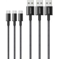 USB Type C Cable, Anker [3-Pack, 6 ft] Premium Nylon USB-C to USB-A Fast Charging Type C Cable, for Samsung Galaxy S10 / S9 / S8 / Note 8, LG V20 / G5 / G6 and More (Black)