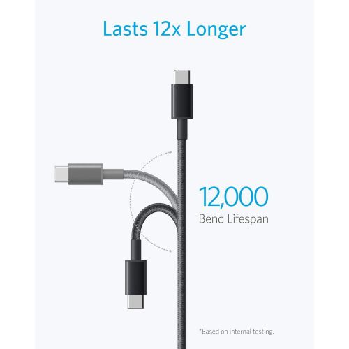 앤커 USB Type C Cable, Anker [3-Pack, 6 ft] Premium Nylon USB-C to USB-A Fast Charging Type C Cable, for Samsung Galaxy S10 / S9 / S8 / Note 8, LG V20 / G5 / G6 and More (Black)