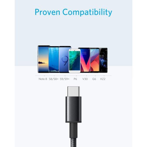 앤커 USB Type C Cable, Anker [3-Pack, 6 ft] Premium Nylon USB-C to USB-A Fast Charging Type C Cable, for Samsung Galaxy S10 / S9 / S8 / Note 8, LG V20 / G5 / G6 and More (Black)