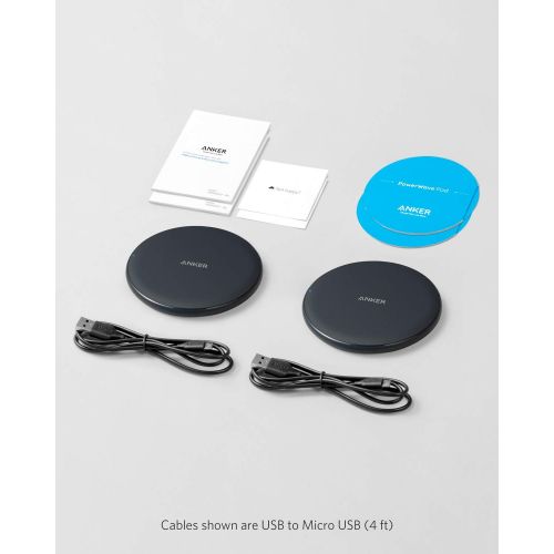 앤커 Anker Wireless Charger, 2 Pack PowerWave Pad, Qi-Certified, 7.5W for iPhone 11, 11 Pro, 11 Pro Max, Xs Max, XR, Xs, X, 8, 8 Plus, 10W for Galaxy S10 S9 S8, Note 10 Note 9 Note 8 (N