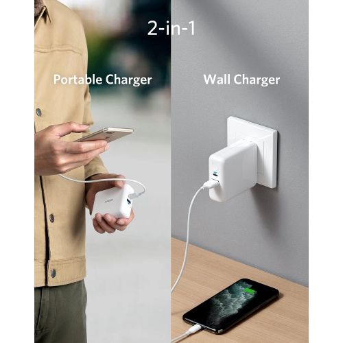 앤커 Anker PowerCore Fusion 5000 PD, 18W USB-C Portable Charger 2-in-1 with Power Delivery Wall Charger for iPhone 11, iPad, Samsung, Pixel and More