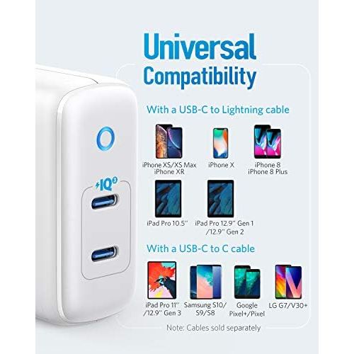 앤커 USB C Charger, Anker 36W 2-Port PIQ 3.0 Type C Wall Charger, PowerPort III Duo, Foldable Plug, Power Delivery for iPhone 11/11 Pro/11 Pro Max/XR/Xs/Max/X, Galaxy, Pixel, iPad Pro a