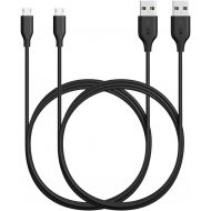 [2-Pack] Anker Powerline Micro USB (6ft) - Durable Charging Cable, with Aramid Fiber and 5000+ Bend Lifespan for Samsung, Nexus, LG, Motorola, Android Smartphones and More (Black)
