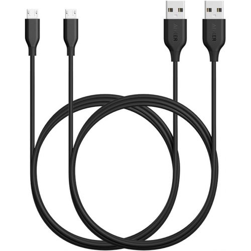 앤커 [2-Pack] Anker Powerline Micro USB (6ft) - Durable Charging Cable, with Aramid Fiber and 5000+ Bend Lifespan for Samsung, Nexus, LG, Motorola, Android Smartphones and More (Black)