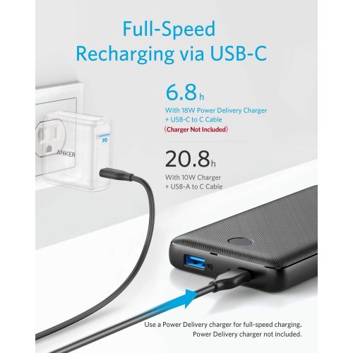 앤커 Anker USB C Portable Charger, PowerCore Essential 20000 PD (18W) Power Bank, High-Capacity 20000mAh Power Delivery Battery Pack for iPhone 11/11 Pro/11 Pro Max/X/8, Samsung (PD Cha