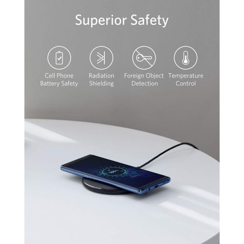 앤커 Anker Wireless Charger, PowerWave Pad, Compatible iPhone 11, 11 Pro, 11 Pro Max, Xs Max, XR, XS, X, 8, 8 Plus, AirPods Pro, 10W Fast-Charging Galaxy S20 S10 S9, Note 10 Note 9 Note