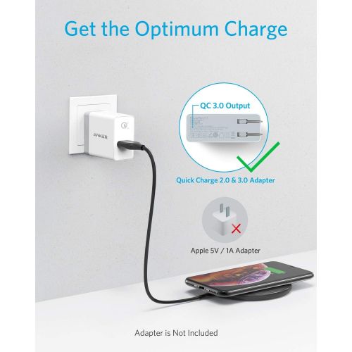 앤커 Anker Wireless Charger, PowerWave Pad, Compatible iPhone 11, 11 Pro, 11 Pro Max, Xs Max, XR, XS, X, 8, 8 Plus, AirPods Pro, 10W Fast-Charging Galaxy S20 S10 S9, Note 10 Note 9 Note