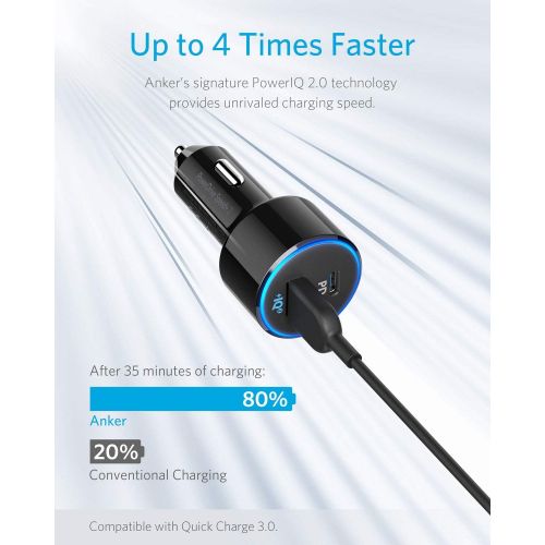 앤커 USB C Car Charger, Anker 49.5W PowerDrive Speed+ 2 Car Adapter with One 30W PD Port for MacBook Pro/Air 2018, iPad Pro, iPhone XS/Max/XR/X/8, S10/S9, and One 19.5W Fast Charge Port