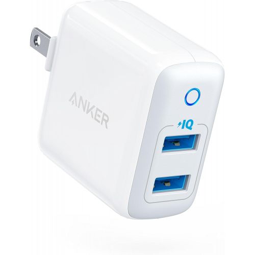 앤커 Anker Dual USB Wall Charger, PowerPort II 24W, Ultra-Compact Travel Charger with PowerIQ Technology and Foldable Plug, for iPhone XS/Max/XR/X/8/7/6/Plus, iPad Pro/Air 2/mini 4, Gal