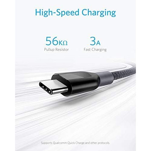 앤커 USB C Cable, Anker Powerline+ USB-C to USB-A [10ft], Double-Braided Nylon Fast Charging Cable, for Samsung Galaxy S10/ S9 / S9+ / S8 / S8+ / Note 8, LG V20 / G5 / G6, and More (Gra