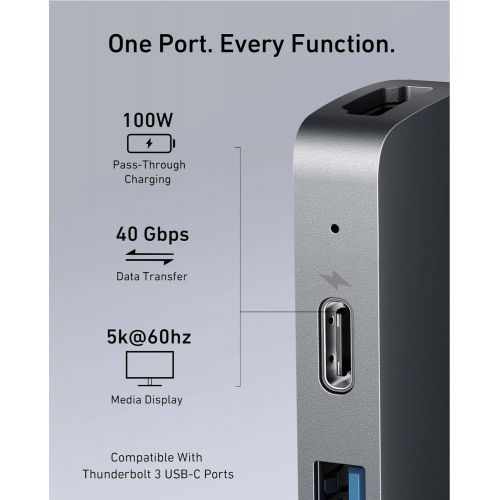 앤커 Anker USB C Hub for MacBook, PowerExpand Direct 7-in-2 USB C Adapter, with Thunderbolt 3 USB C Port (100W Power Delivery), 4K HDMI Port, USB C and USB A 3.0 Data Ports, SD and micr