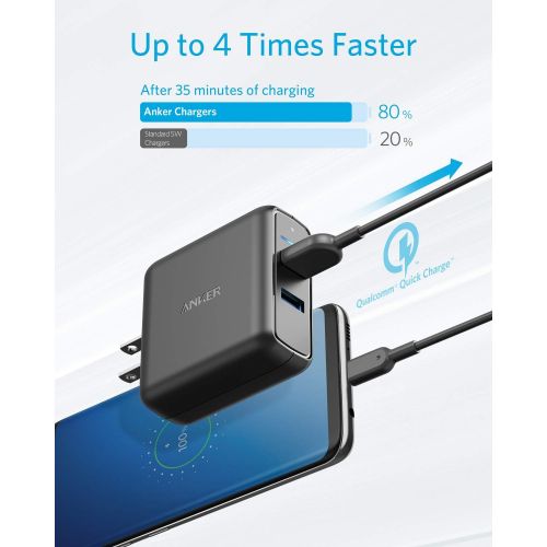 앤커 Anker Quick Charge 3.0 39W Dual USB Wall Charger, PowerPort Speed 2 for Galaxy S10/S9/S8/Edge/Plus, Note 8/7 and PowerIQ for iPhone Xs/XS Max/XR/X/8/Plus, iPad Pro/Air 2/Mini, LG,