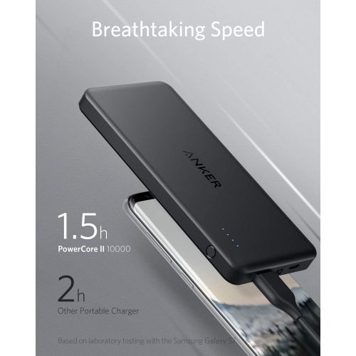 앤커 Anker PowerCore II Slim 10000 Ultra Slim Power Bank, Upgraded PowerIQ 2.0 (up to 18W Output), Fast Charge for iPhone, Samsung Galaxy and More (Black)