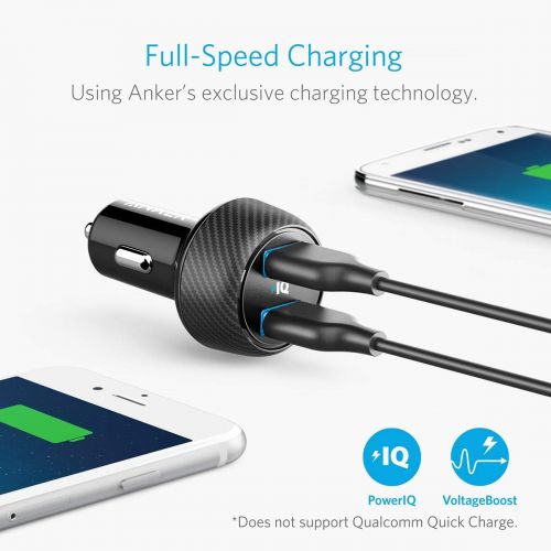 앤커 Anker 24W 4.8A Car Charger, 2-Port Ultra-Compact PowerDrive 2 Elite with PowerIQ Technology and LED for iPhone XS/Max/XR/X/8/7/6/Plus, iPad Pro/Air/Mini, Galaxy Note/S Series, LG,