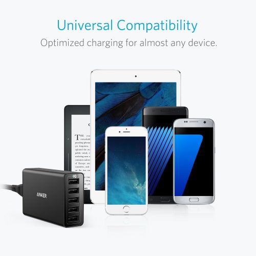 앤커 Anker 40W 5-Port USB Wall Charger, PowerPort 5 for iPhone XS / XS Max / XR / X / 8 / 7 / 6 / Plus, iPad Pro / Air 2 / mini, Galaxy S9 / S8 / Edge / Plus, Note 8 / 7, LG, Nexus, HTC