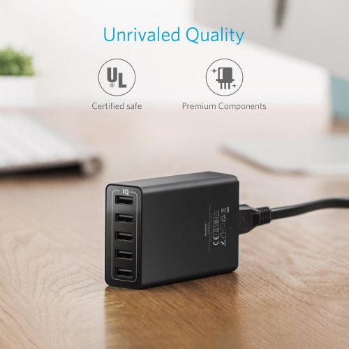 앤커 Anker 40W 5-Port USB Wall Charger, PowerPort 5 for iPhone XS / XS Max / XR / X / 8 / 7 / 6 / Plus, iPad Pro / Air 2 / mini, Galaxy S9 / S8 / Edge / Plus, Note 8 / 7, LG, Nexus, HTC