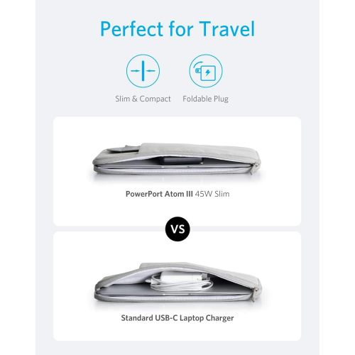 앤커 USB C Charger, Anker 45W Ultra-Slim Fast Charger for Travel, PowerPort Atom III 45W Slim Type C Charger, for USB-C Laptops, MacBook, iPhone 11/11 Pro /11 Pro Max/XR/XS/Max,Galaxy,