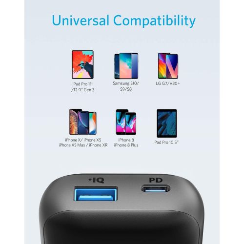 앤커 Anker PowerCore 10000 PD Redux, 10000mAh Portable Charger USB-C Power Delivery (18W) Power Bank for iPhone 11/11 Pro / 11 Pro Max / 8 / X/XS Samsung S10, Pixel 3/3XL, iPad Pro 2018