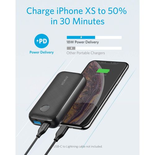 앤커 Anker PowerCore 10000 PD Redux, 10000mAh Portable Charger USB-C Power Delivery (18W) Power Bank for iPhone 11/11 Pro / 11 Pro Max / 8 / X/XS Samsung S10, Pixel 3/3XL, iPad Pro 2018