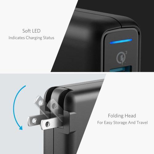 앤커 Anker Quick Charge 3.0 43.5W 4-Port USB Wall Charger, PowerPort Speed 4 for Galaxy S7/S6/edge/edge+, Note 4/5, LG G4/G5, HTC One M8/M9/A9, Nexus 6, with PowerIQ for iPhone 7, iPad,