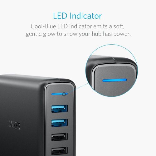 앤커 Anker Quick Charge 3.0 63W 5-Port USB Wall Charger, PowerPort Speed 5 for Galaxy S10/S9/S8/S7/S6/Edge/+, Note 8/7 and PowerIQ for iPhone XS/Max/XR/X/8/7/6s/Plus, iPad, LG, Nexus, H