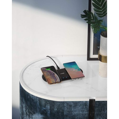 앤커 Anker Wireless Charger, PowerWave 10 Dual Pad, Qi Certified, 7.5W for iPhone 11, 11 Pro, 11 Pro Max, XS Max, XR, XS, X, 8, 8 Plus, 10W for Galaxy S20 S10 S9 S8, Note 10 Note 9, DC