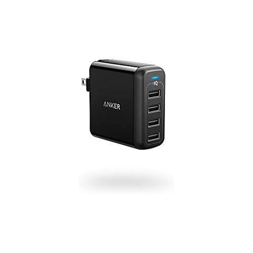 앤커 Anker 40W 4-Port USB Wall Charger with Foldable Plug, PowerPort 4 for iPhone XS/XS Max/XR/X/8/7/6/Plus, iPad Pro/Air 2/Mini 4/3, Galaxy/Note/Edge, LG, Nexus, HTC, and More