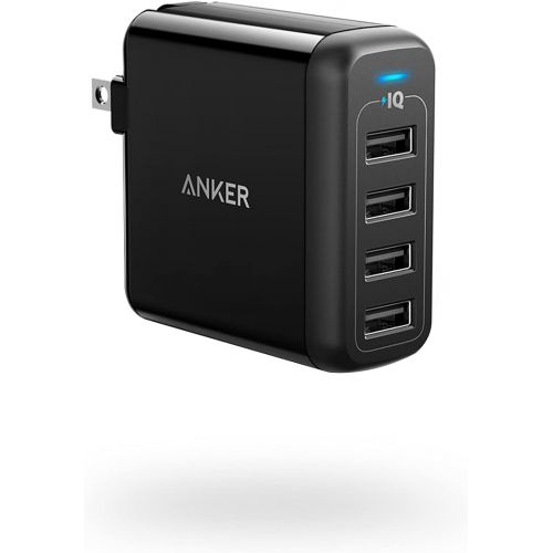 앤커 Anker 40W 4-Port USB Wall Charger with Foldable Plug, PowerPort 4 for iPhone XS/XS Max/XR/X/8/7/6/Plus, iPad Pro/Air 2/Mini 4/3, Galaxy/Note/Edge, LG, Nexus, HTC, and More