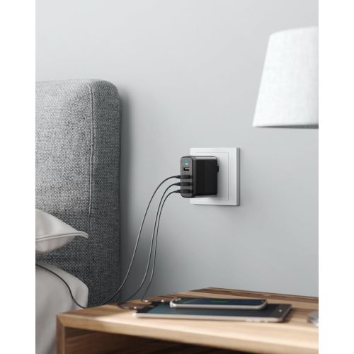 앤커 Anker 40W 4-Port USB Wall Charger with Foldable Plug, PowerPort 4 for iPhone XS/XS Max/XR/X/8/7/6/Plus, iPad Pro/Air 2/Mini 4/3, Galaxy/Note/Edge, LG, Nexus, HTC, and More