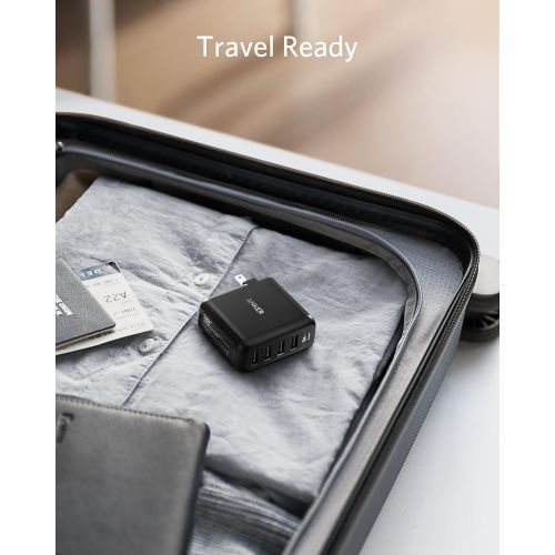 앤커 Anker 40W 4-Port USB Wall Charger with Foldable Plug, PowerPort 4 for iPhone XS/XS Max/XR/X/8/7/6/Plus, iPad Pro/Air 2/Mini 4/3, Galaxy/Note/Edge, LG, Nexus, HTC, and More