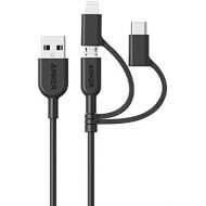 Anker Powerline II 3-in-1 Cable, Lightning/Type C/Micro USB Cable for iPhone, iPad, Huawei, HTC, LG, Samsung Galaxy, Sony Xperia, Android Smartphones, iPad Pro 2018 and More(3ft, B