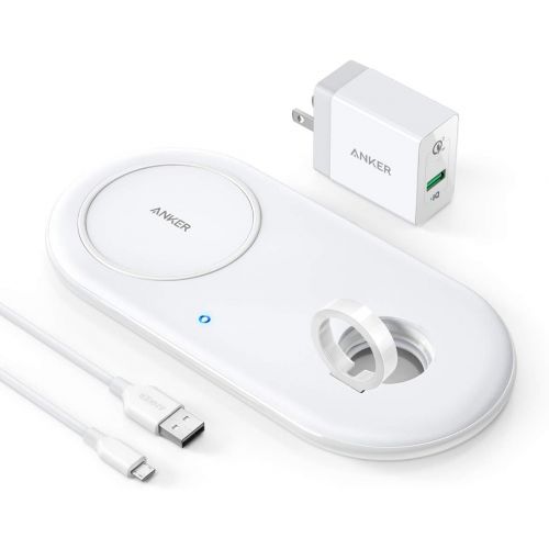 앤커 Anker Wireless Charger, 2 in 1 PowerWave+ Pad with Apple Watch Holder for Apple Watch 4/3/2, 7.5W for iPhone 11, 11 Pro, 11 Pro Max, Xs, XS Max, XR, X, 8, 8 Plus (No Apple Watch Ch