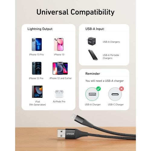 앤커 iPhone Charger Cable 10 Foot, Anker Powerline+ II Lightning Cable, (10 ft MFi Certified) Extra Long iPhone Charging Cord Compatible with iPhone SE 11 Pro Max Xs MAX XR X 8 7 6S, iP