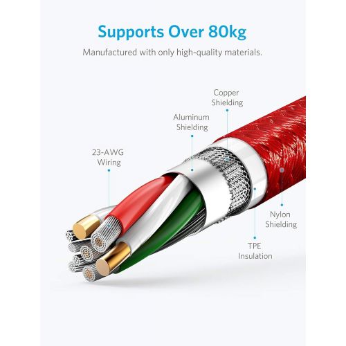 앤커 USB Type C Cable, Anker [2-Pack 6ft] Powerline+ USB-C to USB-A, Double-Braided Nylon Fast Charging Cable, for Samsung Galaxy S10/ S9 / S9+ / S8 / S8+, Sony XZ, LG V20 / G5 / G6, Xi
