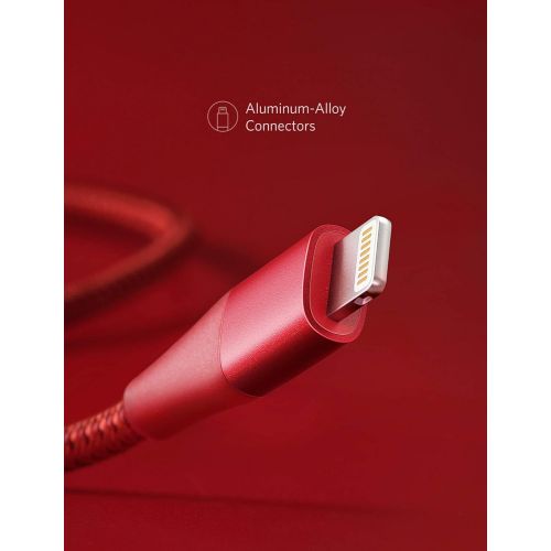 앤커 Anker Powerline+ II Lightning Cable (6ft), MFi Certified for Flawless Compatibility with iPhone X/8/8 Plus/7/7 Plus/6/6 Plus/5/5S and More(Red)