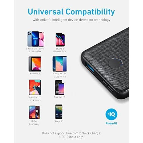 앤커 Anker PowerCore Slim 10000, Ultra Slim Portable Charger, Compact 10000mAh External Battery, High-Speed PowerIQ Charging Technology Power Bank for iPhone, Samsung Galaxy and More (U