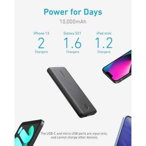 앤커 Anker PowerCore Slim 10000, Ultra Slim Portable Charger, Compact 10000mAh External Battery, High-Speed PowerIQ Charging Technology Power Bank for iPhone, Samsung Galaxy and More (U