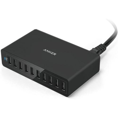 앤커 Anker 60W 10-Port USB Wall Charger, PowerPort 10 for iPhone Xs/XS Max/XR/X/8/7/6s/Plus, iPad Pro/Air 2/Mini, Galaxy S9/S8/S7/Plus/Edge, Note 8/7, LG, Nexus, HTC and More