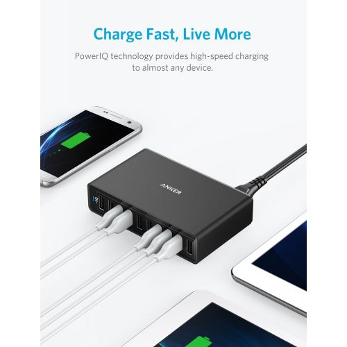 앤커 Anker 60W 10-Port USB Wall Charger, PowerPort 10 for iPhone Xs/XS Max/XR/X/8/7/6s/Plus, iPad Pro/Air 2/Mini, Galaxy S9/S8/S7/Plus/Edge, Note 8/7, LG, Nexus, HTC and More