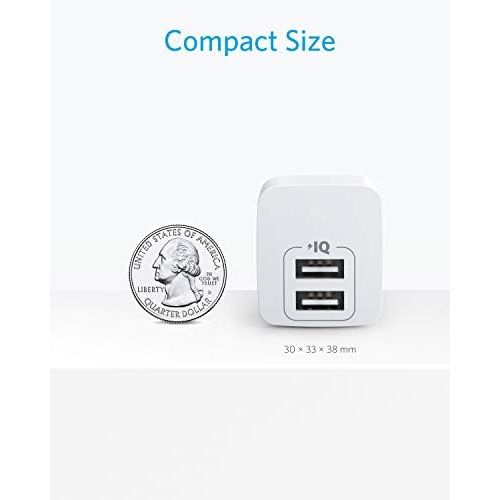 앤커 USB Charger, Anker 2-Pack Dual Port 12W Wall Charger with Foldable Plug, PowerPort Mini for iPhone Xs/X / 8/8 Plus / 7 / 6S / 6S Plus, iPad, Samsung Galaxy Note 5 / Note 4, HTC, Mo