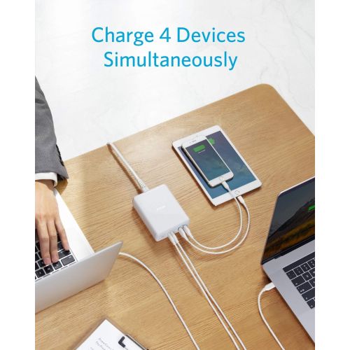 앤커 USB-C Charger, Anker 100W 4-Port Type-C Charging Station with Power Delivery, PowerPort Atom PD 4 [Intelligent Power Allocation] for MacBook Pro/Air, iPad Pro, Pixel, iPhone Xs/Max