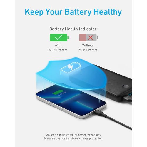 앤커 Anker Portable Charger, PowerCore Essential 20000mAh Power Bank with PowerIQ Technology and USB-C (Input Only), High-Capacity External Battery Pack Compatible with iPhone, Samsung,