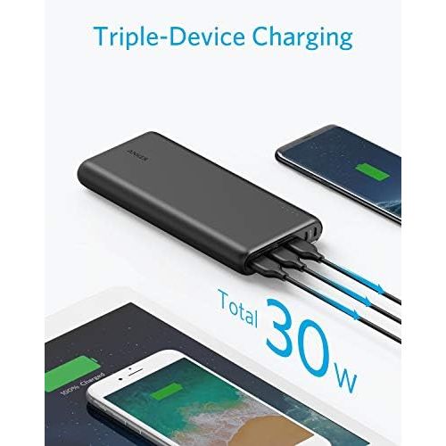 앤커 Anker PowerCore 26800 Portable Charger, 26800mAh External Battery with Dual Input Port and Double-Speed Recharging, 3 USB Ports for iPhone, iPad, Samsung Galaxy, Android and Other