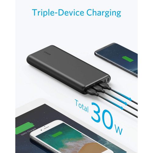 앤커 Anker PowerCore 26800 Portable Charger, 26800mAh External Battery with Dual Input Port and Double-Speed Recharging, 3 USB Ports for iPhone, iPad, Samsung Galaxy, Android and Other