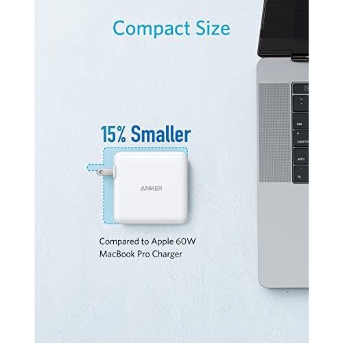 앤커 USB C Charger, Anker 60W PIQ 3.0 & GaN Tech Dual Port Charger, PowerPort Atom III (2 Ports) Travel Charger with a 45W USB C Port, for USB-C Laptops, MacBook, iPad Pro, iPhone, Gala