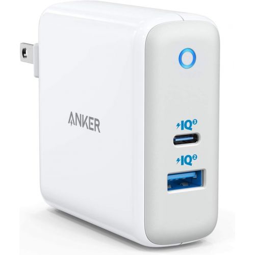 앤커 USB C Charger, Anker 60W PIQ 3.0 & GaN Tech Dual Port Charger, PowerPort Atom III (2 Ports) Travel Charger with a 45W USB C Port, for USB-C Laptops, MacBook, iPad Pro, iPhone, Gala