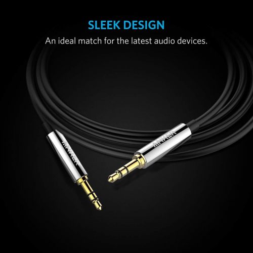 앤커 Anker 3.5mm Premium Auxiliary Audio Cable (4ft / 1.2m) AUX Cable for Headphones, iPods, iPhones, iPads, Home / Car Stereos and More (Black)